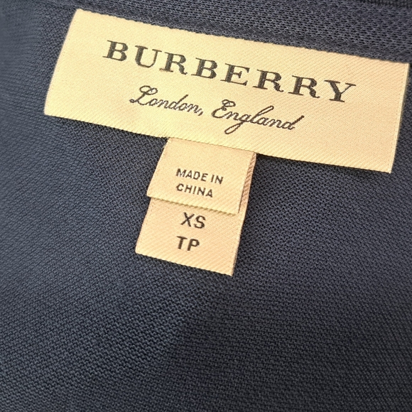 Burberry Men's Polo Shirt Navy Fine Mesh Gold Metal Equestrian Knight XS - Picture 2 of 16